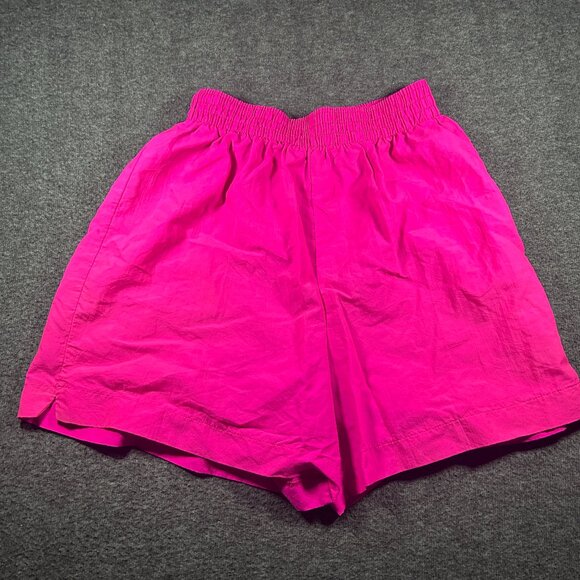 Vintage Original 1980s 1990s PACIFIC CONNECTIONS Basic Nylon Neon Pink Shorts M - Picture 1 of 6